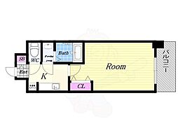 フォーリアライズ大正ノーブル 5階1Kの間取り