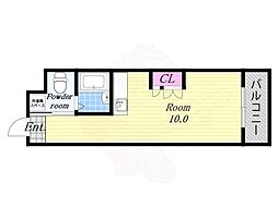 インザグレイス弁天町 4階1Kの間取り