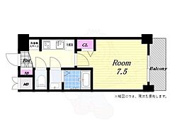 ソルテラス大阪BAY STATION SIDE 6階1Kの間取り