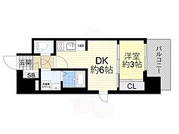 レジュールアッシュアーバンリッシュ 4階1DKの間取り