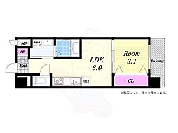 セオリー大阪ハーバーDOOR 5階1LDKの間取り