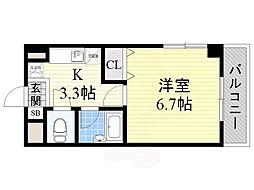 グランセピア 3階1Kの間取り