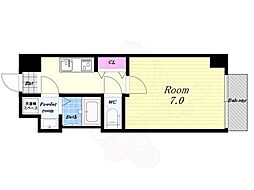 ステイブルコート弁天町 1階1Kの間取り