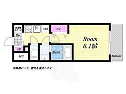 パークフラッツ弁天町駅前 3階1Kの間取り