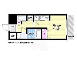 パークフラッツ弁天町駅前 5階ワンルームの間取り