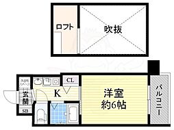エステムコート難波WEST-SIDE大阪ドーム前 2階1Kの間取り