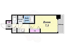 ジアコスモ大阪ベイシティ 3階1Kの間取り