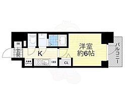 プレサンス西九条シティベイ 2階1Kの間取り