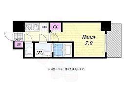 S-RESIDENCEドーム前千代崎 10階1Kの間取り