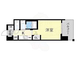 エステムコート難波WEST-SIDE7エクシーナ 12階1Kの間取り