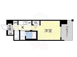 エステムコート難波WEST-SIDE7エクシーナ 12階1Kの間取り