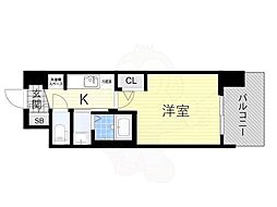 エステムコート難波WEST-SIDE7エクシーナ 11階1Kの間取り