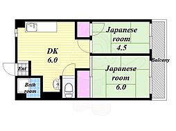 宮本マンション 2DKの間取図画像