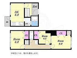 塚本南コーポ 3DKの間取図画像