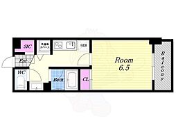 アスヴェル阿波座BLUEEARTH 1Kの間取図画像