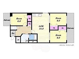 シャトールポート 3LDKの間取図画像