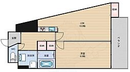 クイーンズコート阿波座 1LDKの間取図画像
