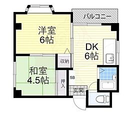 プラザ弁天 2DKの間取図画像
