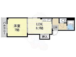 第二ミナトレジデンス 1DKの間取図画像