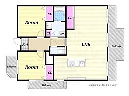 シティハイツこの花 2LDKの間取図画像