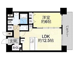 プレサンス大阪ドームシティビーツ 1LDKの間取図画像