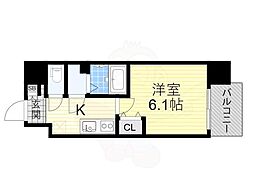 Vita弁天町 1Kの間取図画像