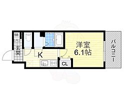 Vita弁天町 1Kの間取図画像