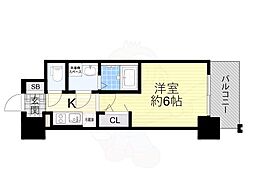 エスリード弁天町LUCENTE 1Kの間取図画像