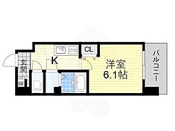 Vita弁天町 1Kの間取図画像