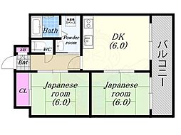 ハイムK2 2DKの間取図画像