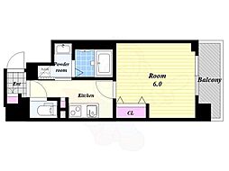 レジュールアッシュアーバンベイ 1Kの間取図画像
