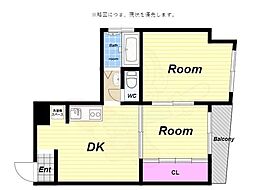 カツラビル 2DKの間取図画像