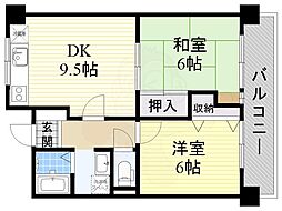 グレイスピア夕凪 2DKの間取図画像