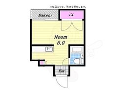 ベルコモンズ大正 1Kの間取図画像