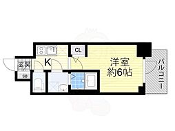 エスリード弁天町NORTHRESIDENCE 1Kの間取図画像