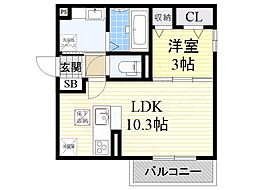 エクシードティアラ 1LDKの間取図画像