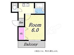 ブランドール本田 1Kの間取図画像