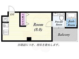 WMOTOMACHI ワンルームの間取図画像