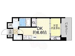 セレニテ阿波座ミラク 1DKの間取図画像