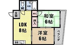 ノーブル夕凪 2LDKの間取図画像