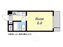 フォルテ春日出 ワンルームの間取図画像
