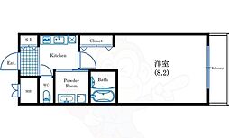 アスリート本町リバーウエスト 1Kの間取図画像