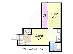 クレアレジデンス弁天 2Kの間取図画像