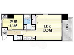 ラドゥセール九条 1LDKの間取図画像
