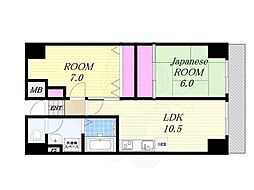 クローバーハイツ市岡 2LDKの間取図画像