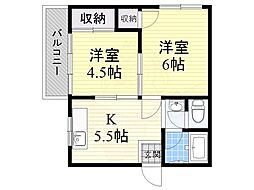 葵コーポ 2Kの間取図画像