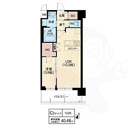 スプランディッド弁天町 1LDKの間取図画像
