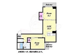 ヒカルサ此花通酉島 2LDKの間取図画像