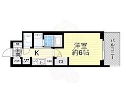 エステムコート難波WEST-SIDEIXレデント 1Kの間取図画像
