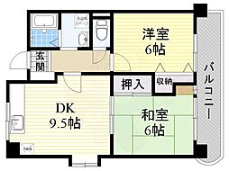 グレイスピア夕凪 2DKの間取図画像